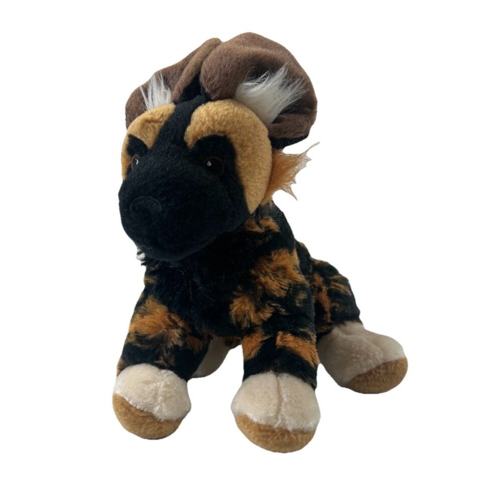 Wild Republic African Wild Dog Stuffed Animal Plush Toy Embroidered Eyes 8”